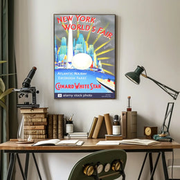 New York Worlds Fair Travel Poster Abstract Wall Art Retro