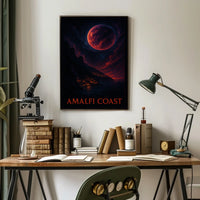 Amalfi Coast Celestial Nightscape Poster 18x24 Wall Art