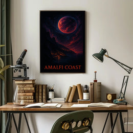 Amalfi Coast Celestial Nightscape Poster 18x24 Wall Art