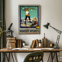 Winter Sports Adventure in Quebec Travel Poster PosterGoat