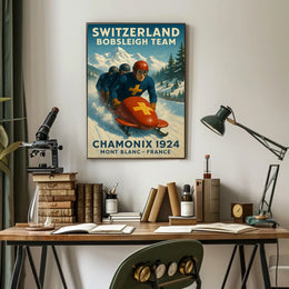 Switzerland Bobsleigh Team Chamonix 1924 Poster