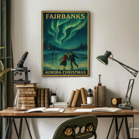 Fairbanks Aurora Christmas Landscape Art Print Poster