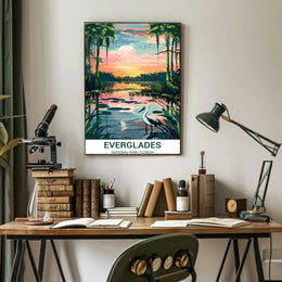 Everglades National Park Vintage Sunset Scenery Poster