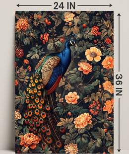 Majestic Peacock Amidst Blossoms William Morris Art Poster