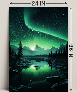 Aurora Over Tranquil Landscape Poster