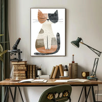 Abstract Geometric Cat Illustration Art Poster