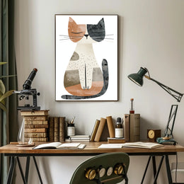 Abstract Geometric Cat Illustration Art Poster