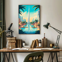 Dubai Skyline Art: Vibrant Burj Khalifa Travel Poster