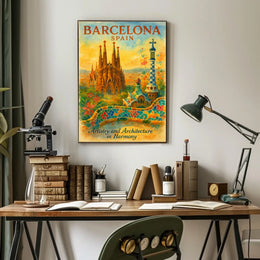 Barcelona Art Poster: Sagrada Família and Park Güell