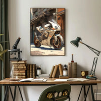 Futuristic Motorcycle In Urban Alley Poster PosterGoat