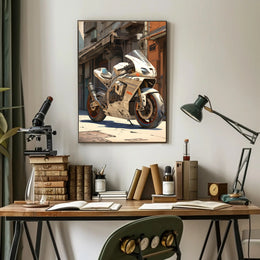 Futuristic Motorcycle In Urban Alley Poster PosterGoat