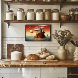 Whimsical Castle Fantasy Scene Surreal Art Poster