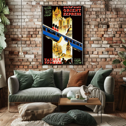 Simplon Orient Express Taurus Route Vintage Travel Poster