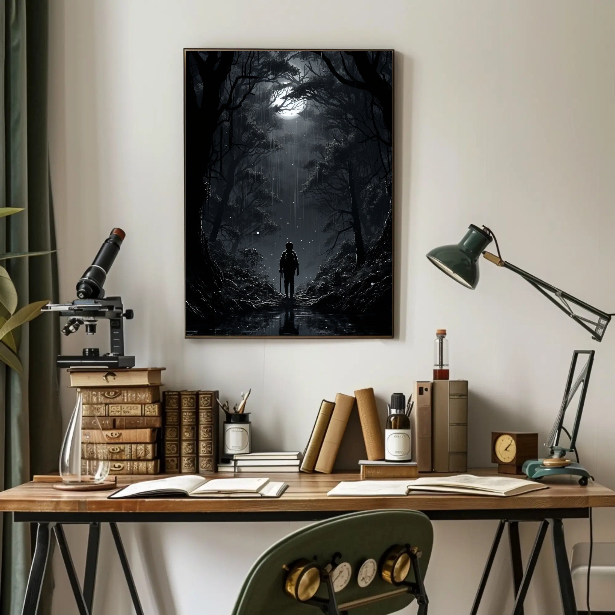 Moonlit Journey Through The Forest Poster
