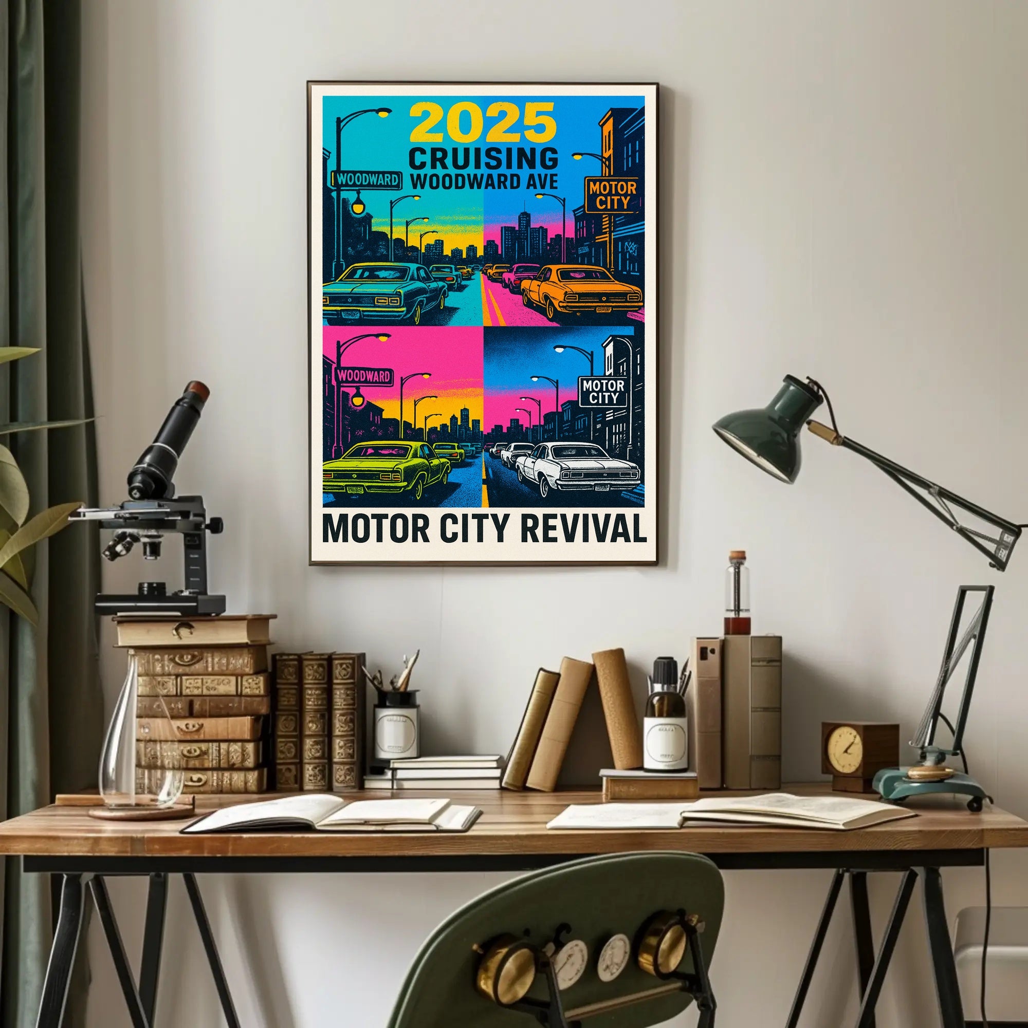 Motor City Revival Cruising Woodward Ave 2025 Poster PosterGoat