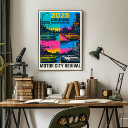 Motor City Revival Cruising Woodward Ave 2025 Poster PosterGoat