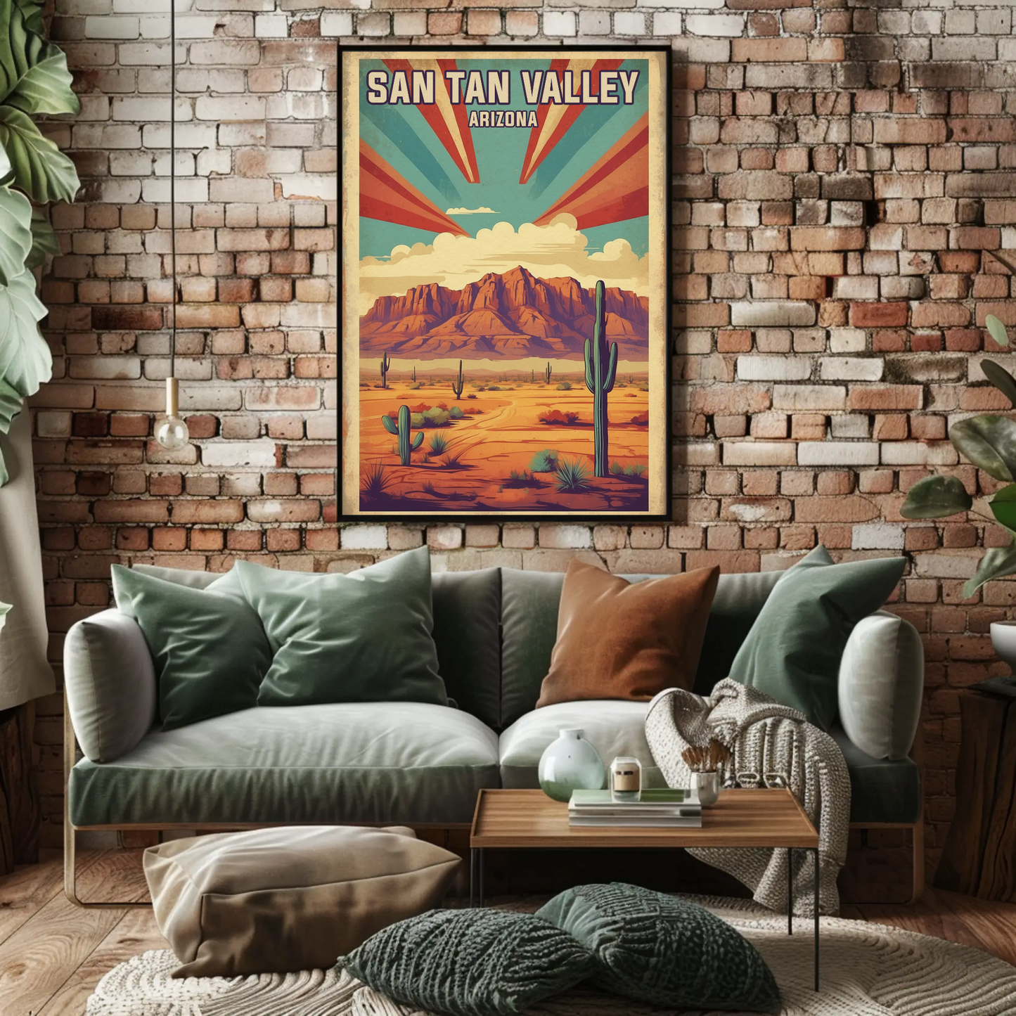 San Tan Valley Arizona Sunset Desert Vintage Travel Poster
