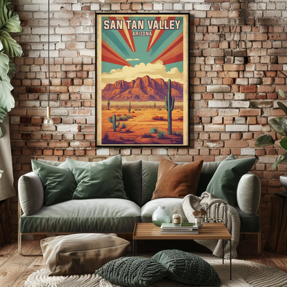 San Tan Valley Arizona Sunset Desert Vintage Travel Poster