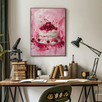 Cherry Celebration: Artistic Dessert Delight Poster PosterGoat