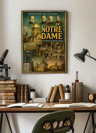Notre Dame University Historic Campus Football Tradition Travel Poster