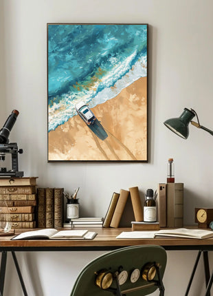 Adventure Awaits: Modern Beach Scene Travel Poster