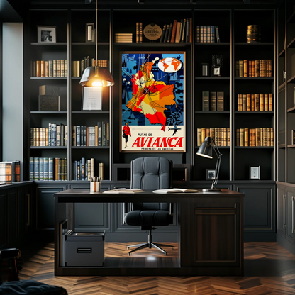 Avianca Rutas de Avianca Travel Poster (1961)