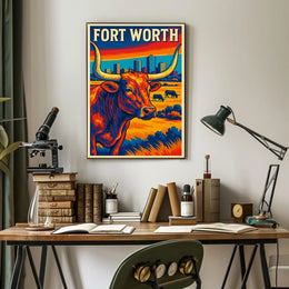 Fort Worth Vibrant Cityscape Poster