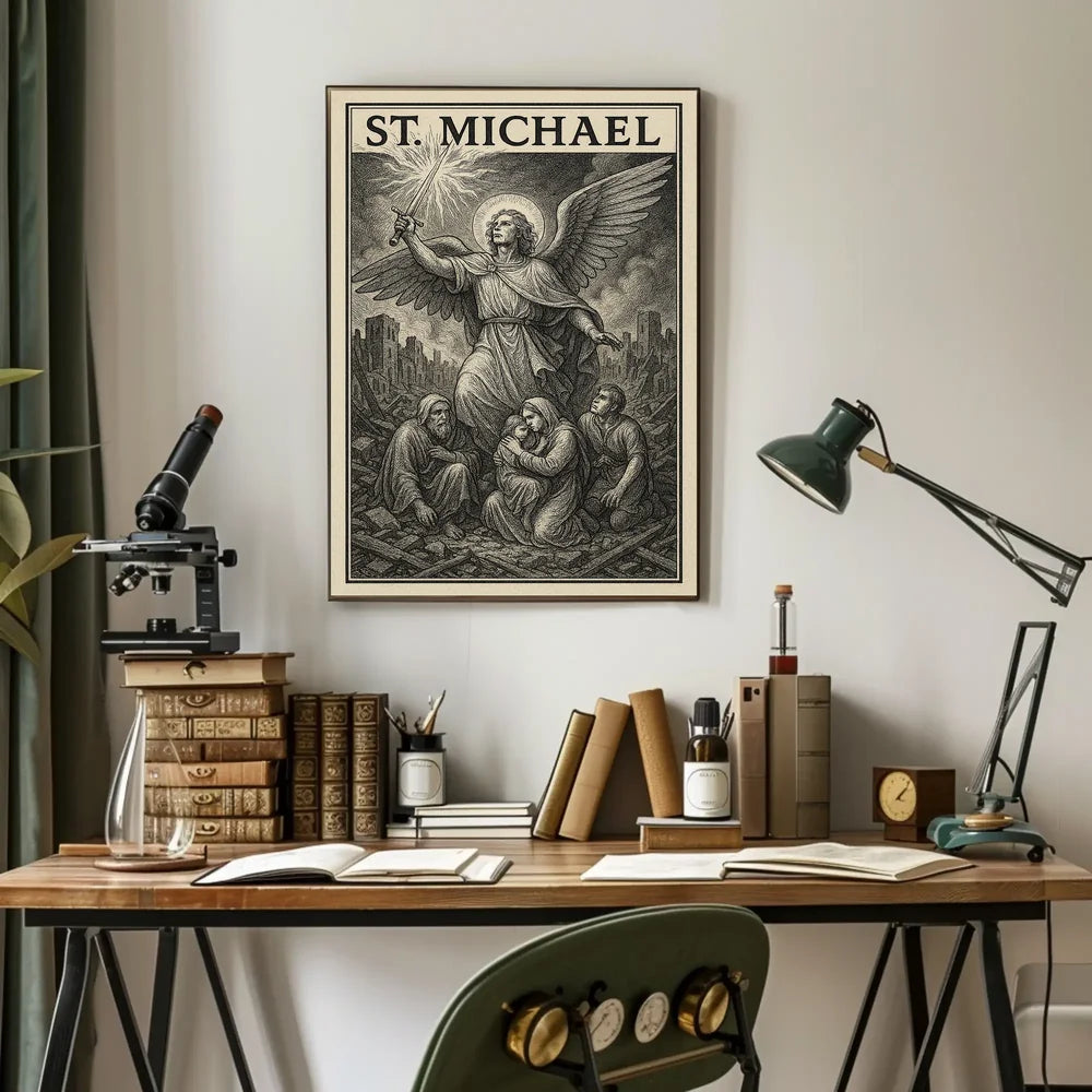 Saint Michael Archangel Stylized Art Poster