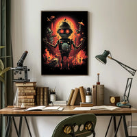 Robo Rock Revolution Poster Cyberpunk Synthesis Wall Art