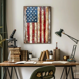 Faded American Flag Geometric Abstract Art Wall Poster