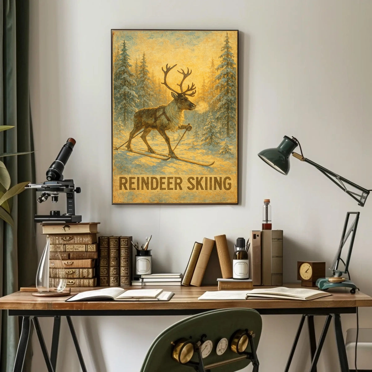 Reindeer Skiing Adventure Poster
