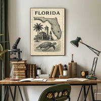 Florida Landmarks And Wildlife Poster