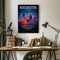 Rochester The Flour City Skyline Poster Retro Wall Art