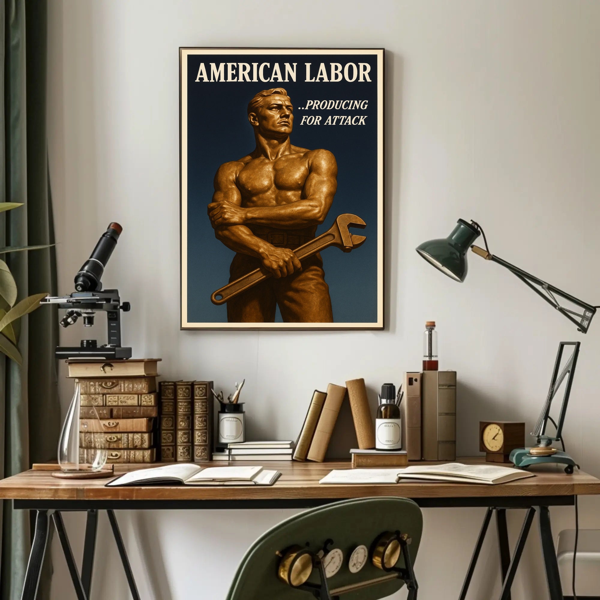 American Labor Strength in Wartime WWII Poster