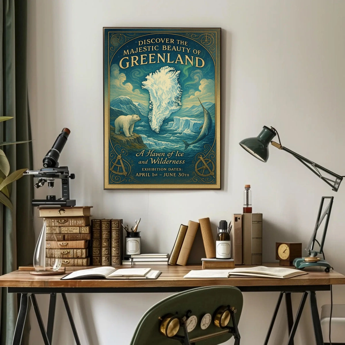 Greenland's Natural Beauty Exhibition Icy Landscapes Wildlife Poster