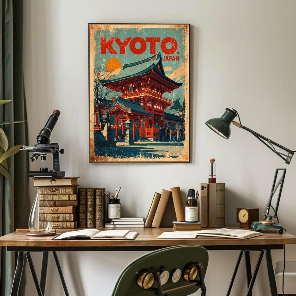 Kyoto, Japan Vintage Travel Poster