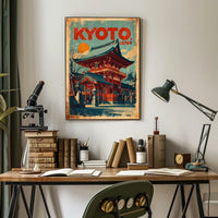 Kyoto, Japan Vintage Travel Poster