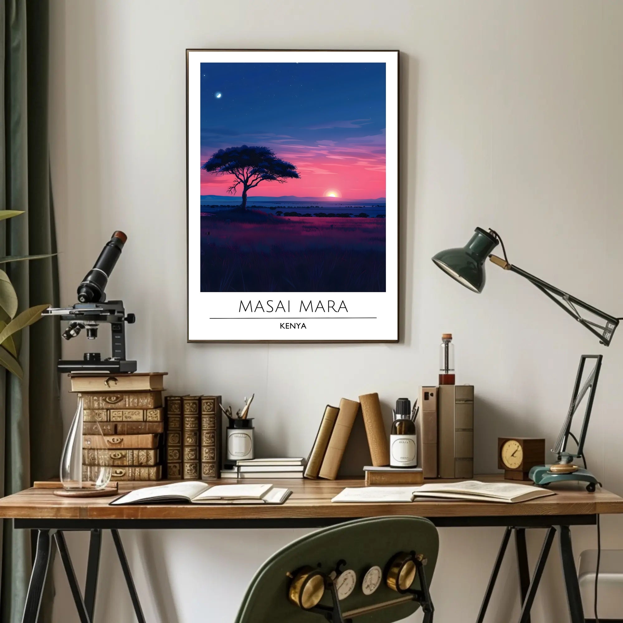 Masai Mara Sunset Travel Poster