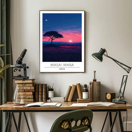 Masai Mara Sunset Travel Poster