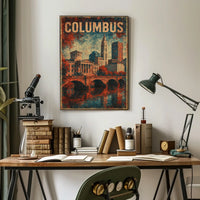 Columbus Cityscape Vintage Travel Collectors Poster
