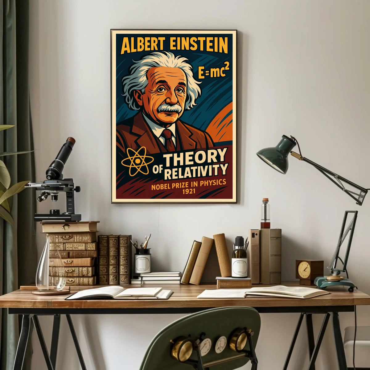 Albert Einstein Theory Relativity Vintage Portrait Educational Wall Art Iconic Timeless Poster