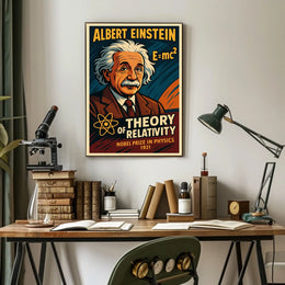 Albert Einstein Theory Relativity Vintage Portrait Educational Wall Art Iconic Timeless Poster