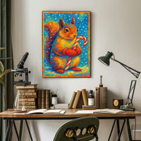 Festive Squirrel With Candy Cane Poster