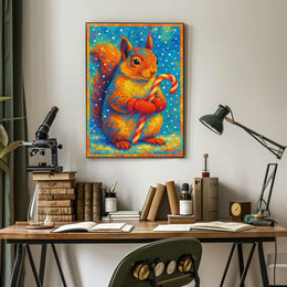 Festive Squirrel With Candy Cane Poster