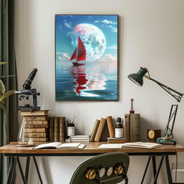 Sailing Under the Moon Poster
