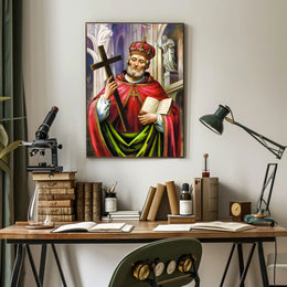 Saintly Figure with Cross Poster