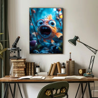 Whimsical Goldfish Adventure Cartoon Animal Poster