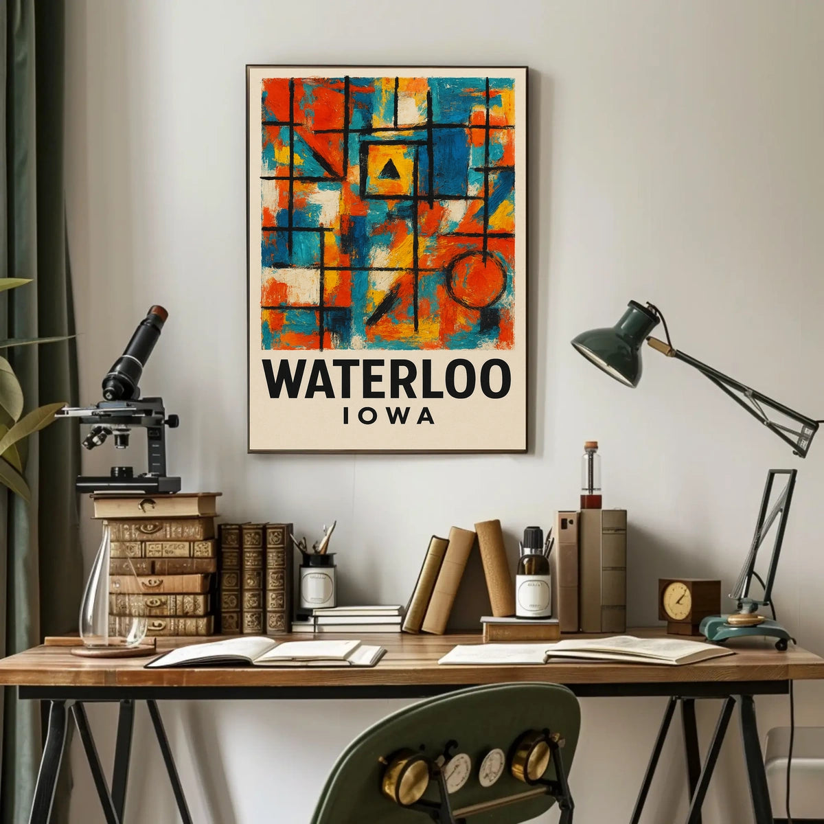 Waterloo Iowa Modern Abstract Art Poster Print