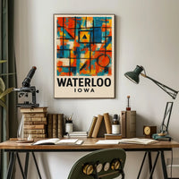 Waterloo Iowa Modern Abstract Art Poster Print