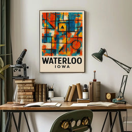 Waterloo Iowa Modern Abstract Art Poster Print